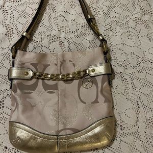Coach Gold Signature Metallic Shoulder Bag #F19820